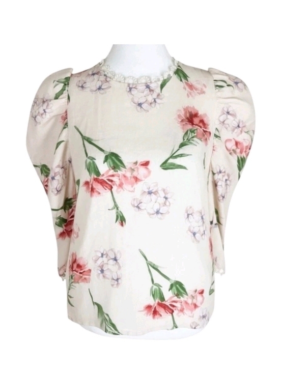 Laura Ashley Tops - Laura Ashley Linen Floral Puff Sleeve Blouse Size Med Romantic Cottagecore Resor